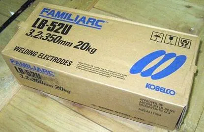 Оригинальная упаковка электродов LB-52U в фирменные картонные коробки 20 кг (четыре 5-ти кг пачки)